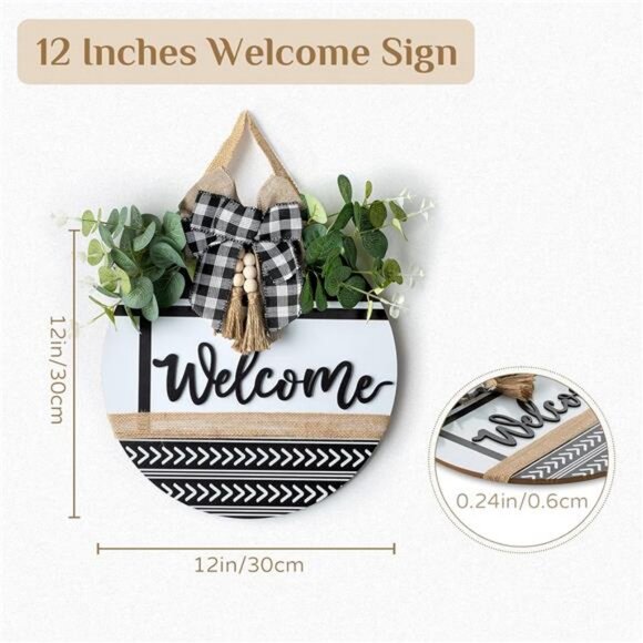 Welcome Sign for Front Door Decor - Hanging Welcome Signs for All Season Boho - Picture 5 of 7